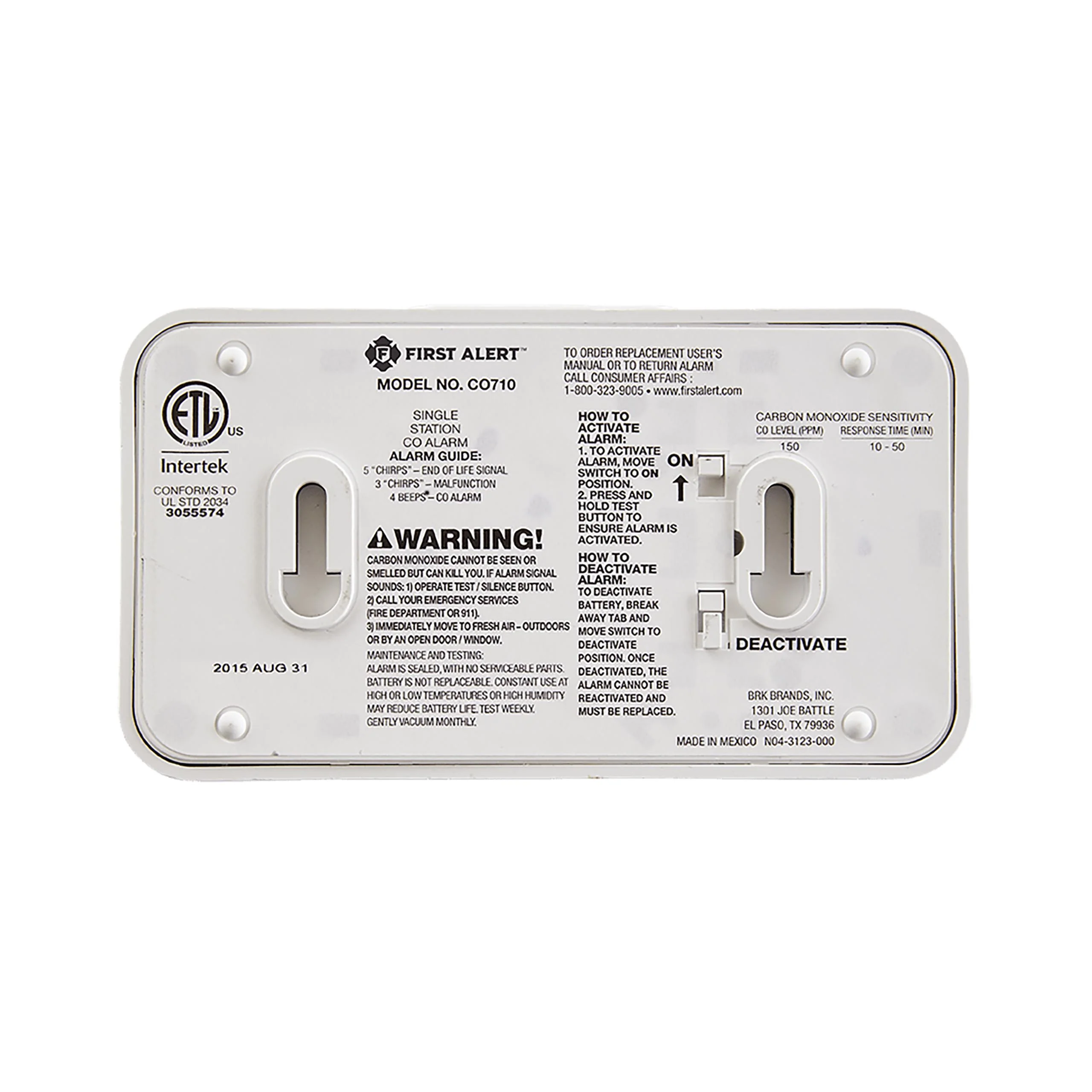 Carbon Monoxide Alarm with 10-Year Battery and Digital Temperature Display - Image 10