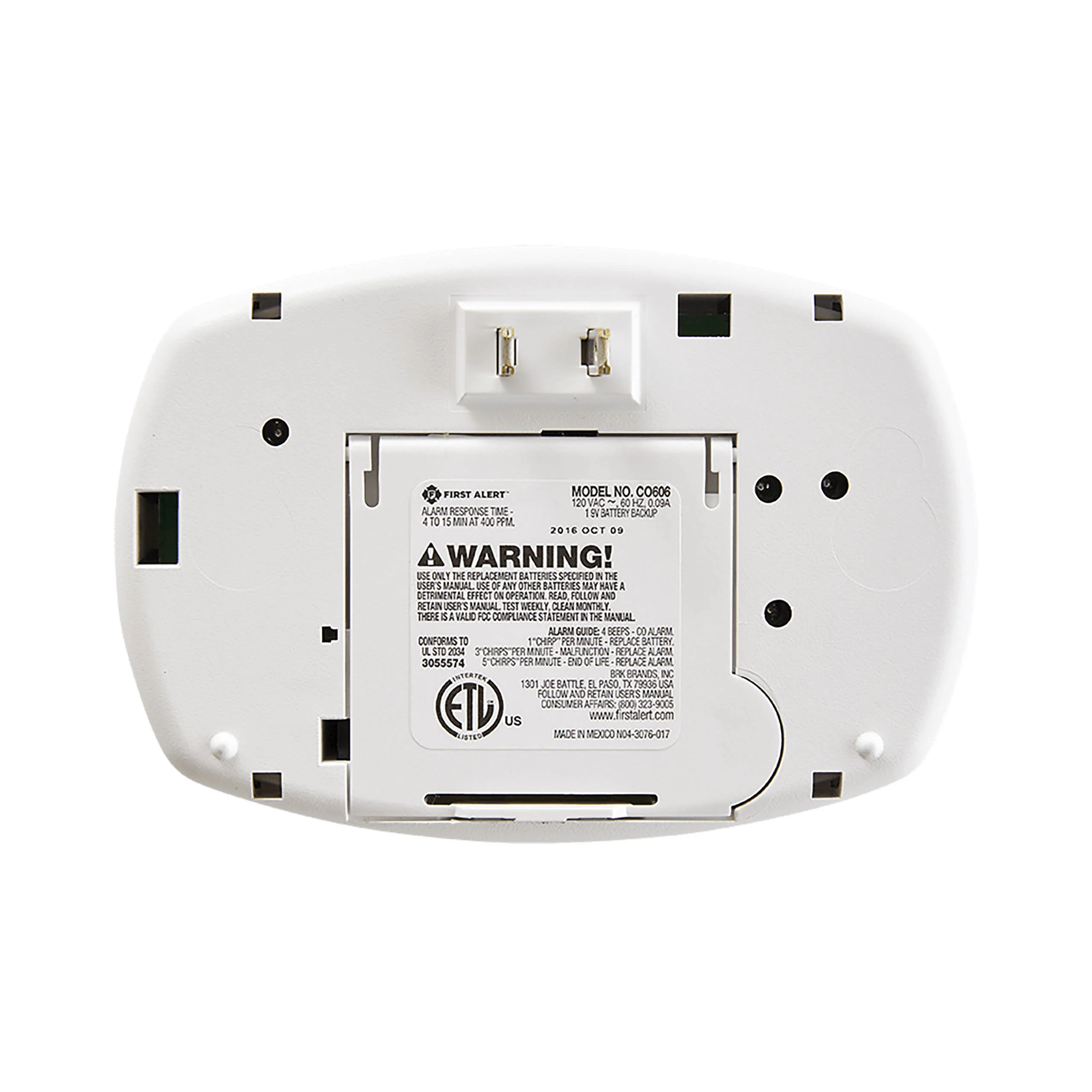 Plug-In Carbon Monoxide Alarm with Battery Backup - Image 15