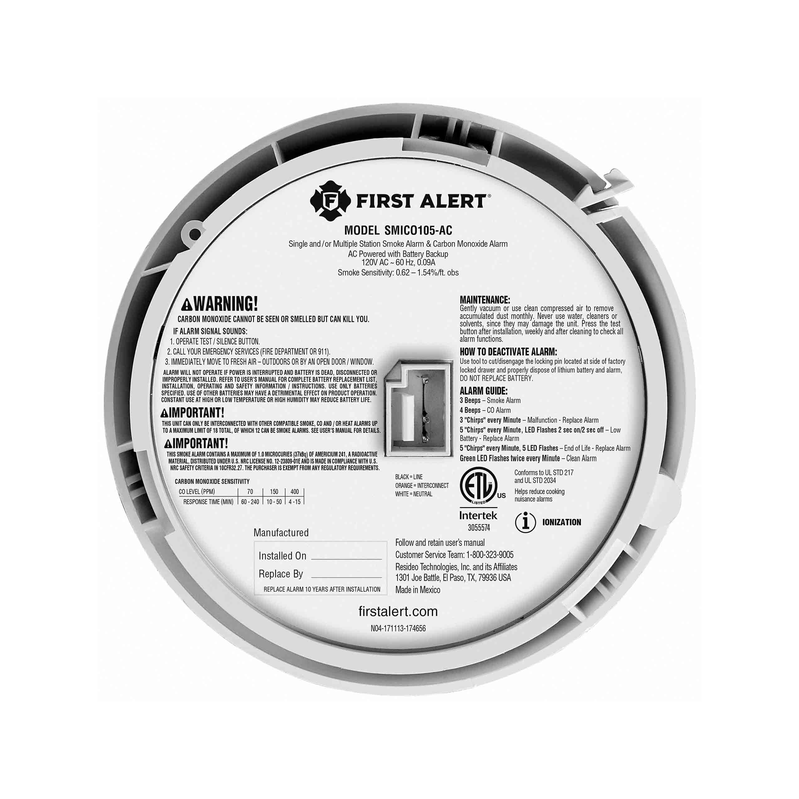 Interconnect Hardwire 2-in 1 Smoke and CO Alarm with 10-Year Battery Backup - Image 7